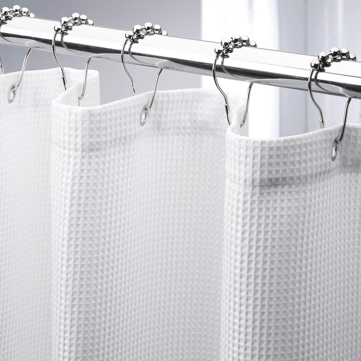 AmazerBath Waffle Shower Curtain, Machine Washable Fabric