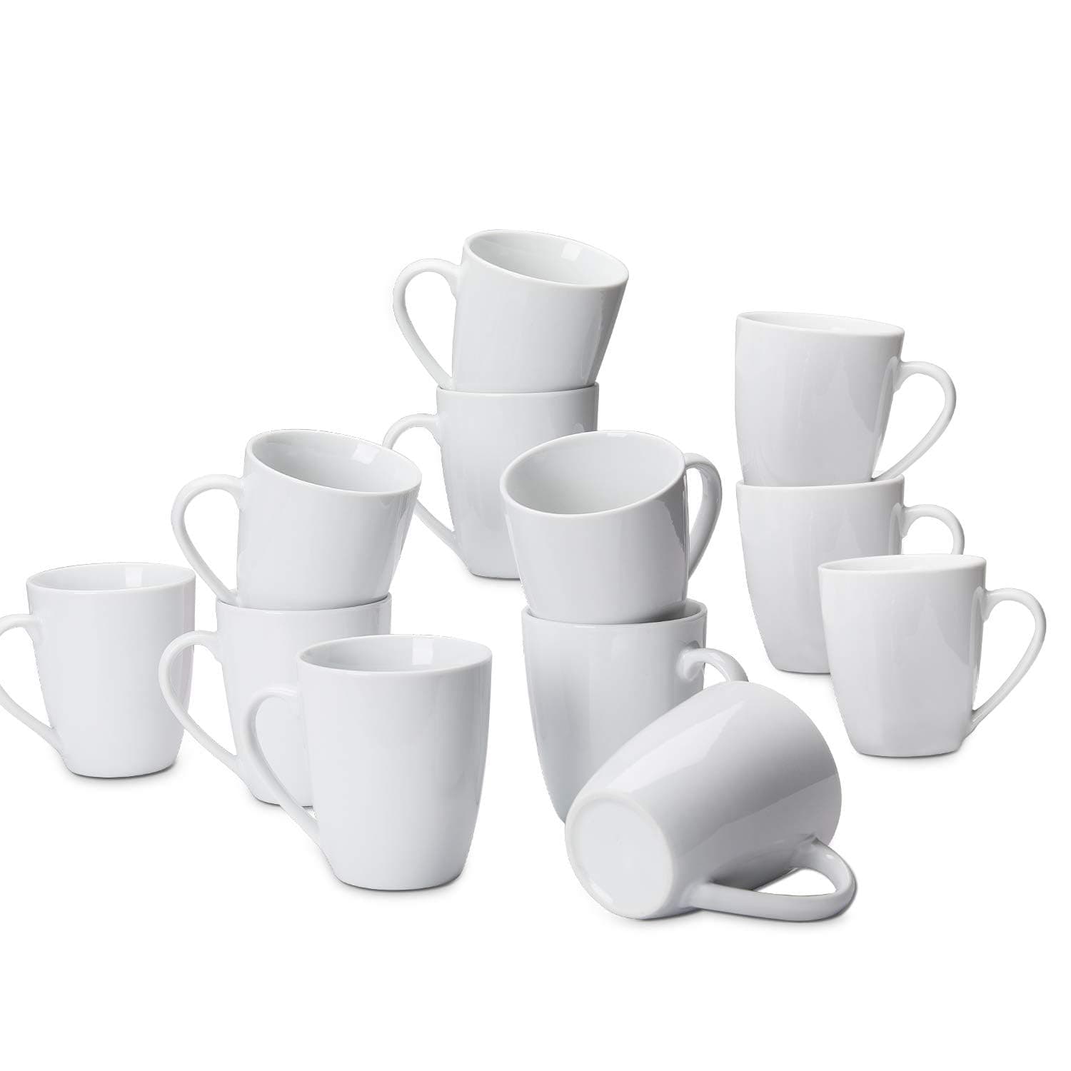 Amazon Basics Porcelain Coffee Mugs, White