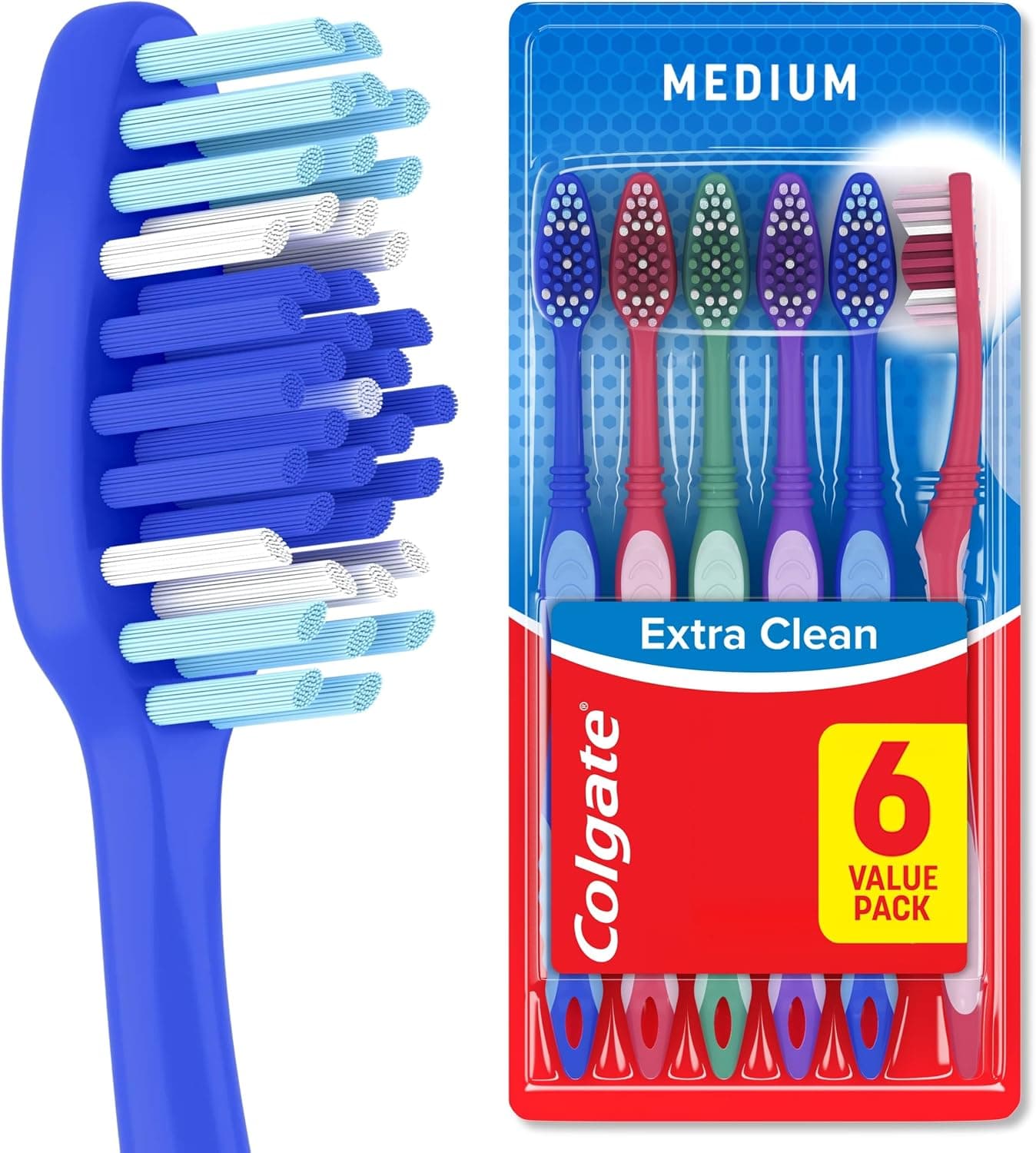 Colgate Extra Clean Medium Toothbrushes, Multi-Pack