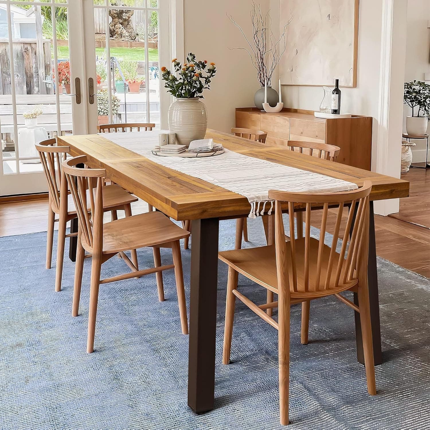Devoko 6 Person Acacia Wood Dining Table