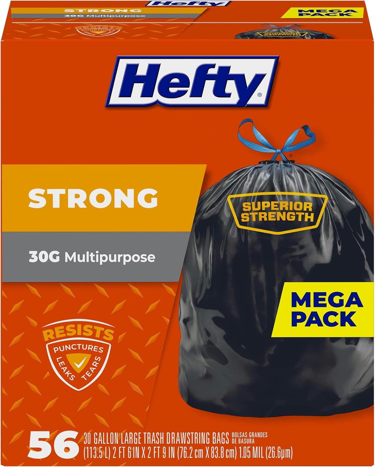 Hefty Strong Large Trash Bags, 30 Gallon