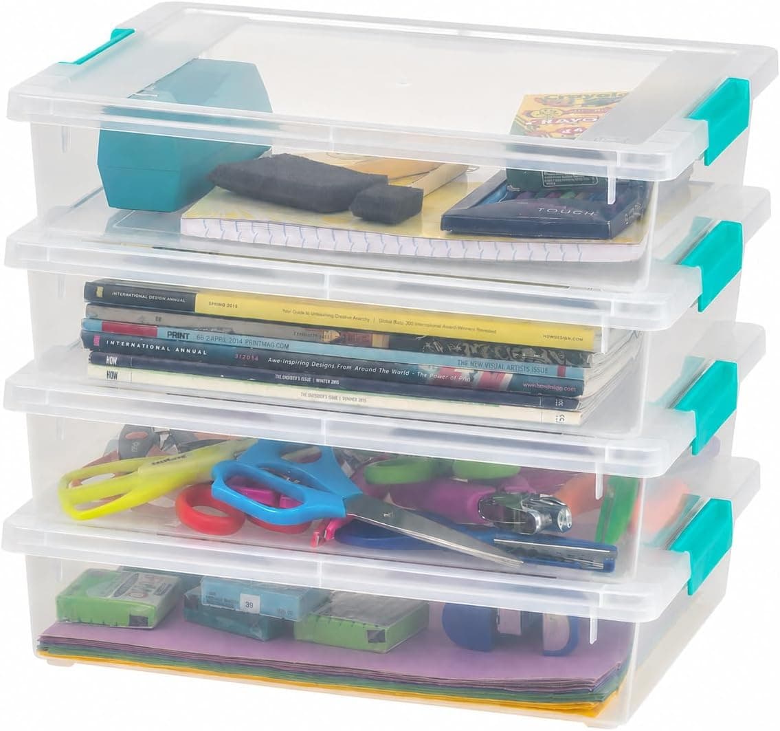 IRIS USA Stackable Plastic Storage Bin with Lid
