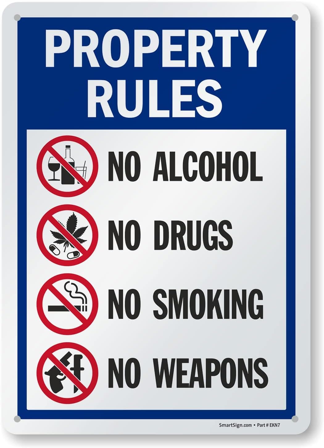 No Smoking / Property Rules Aluminum Sign