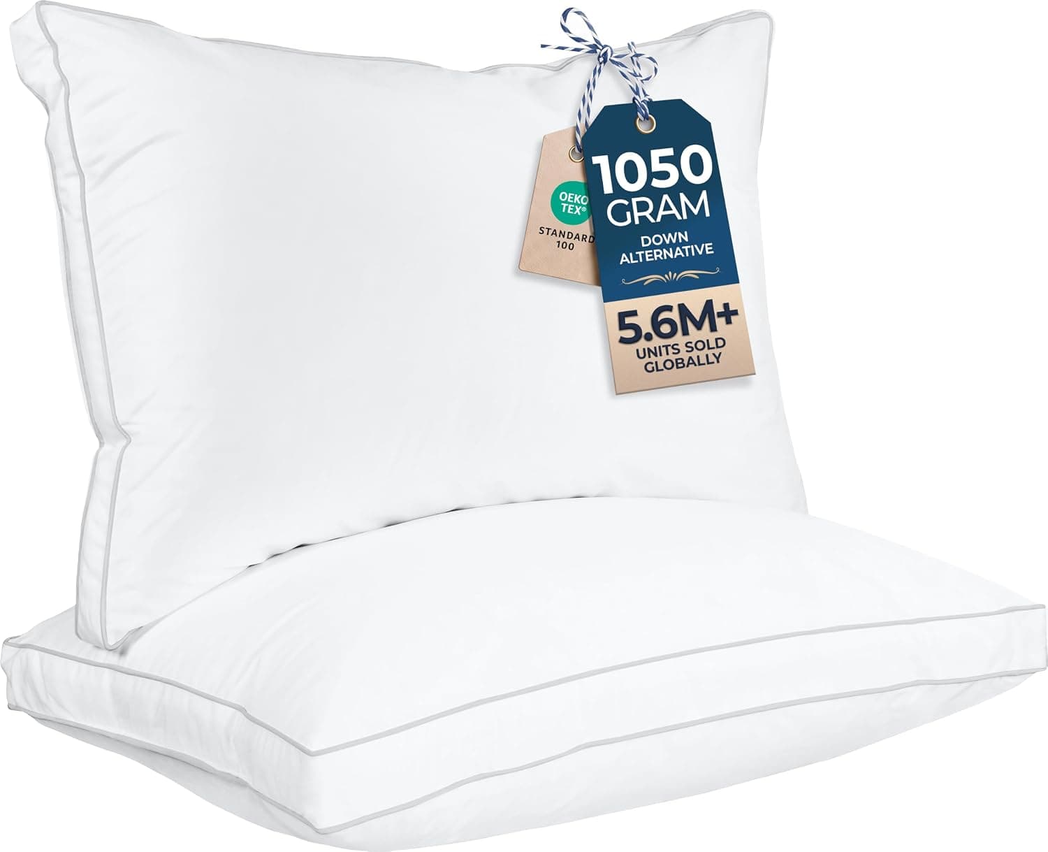 Utopia Bedding Gusseted Queen Bed Pillows, Set of 2, White