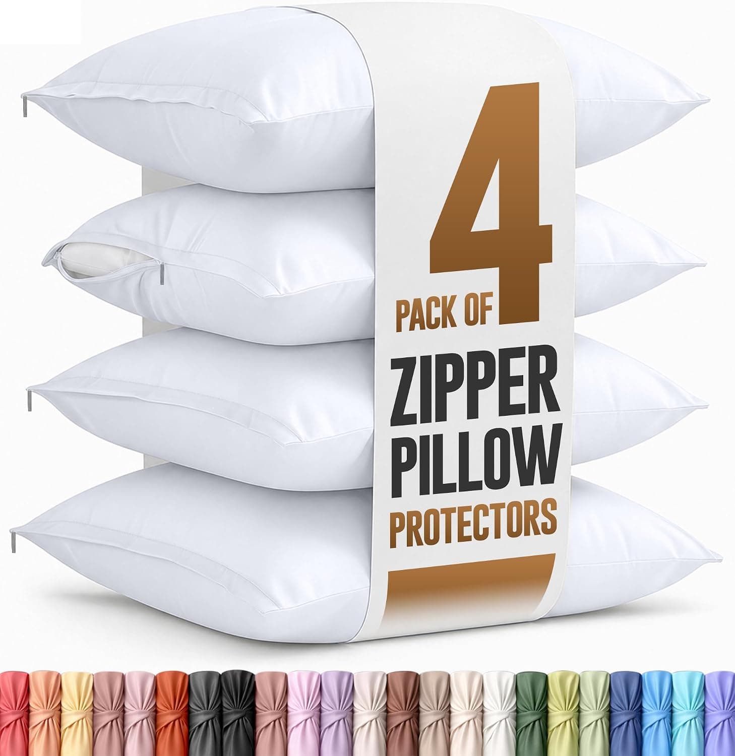 Utopia Bedding Zippered Pillow Protectors, Queen, 2-Pack